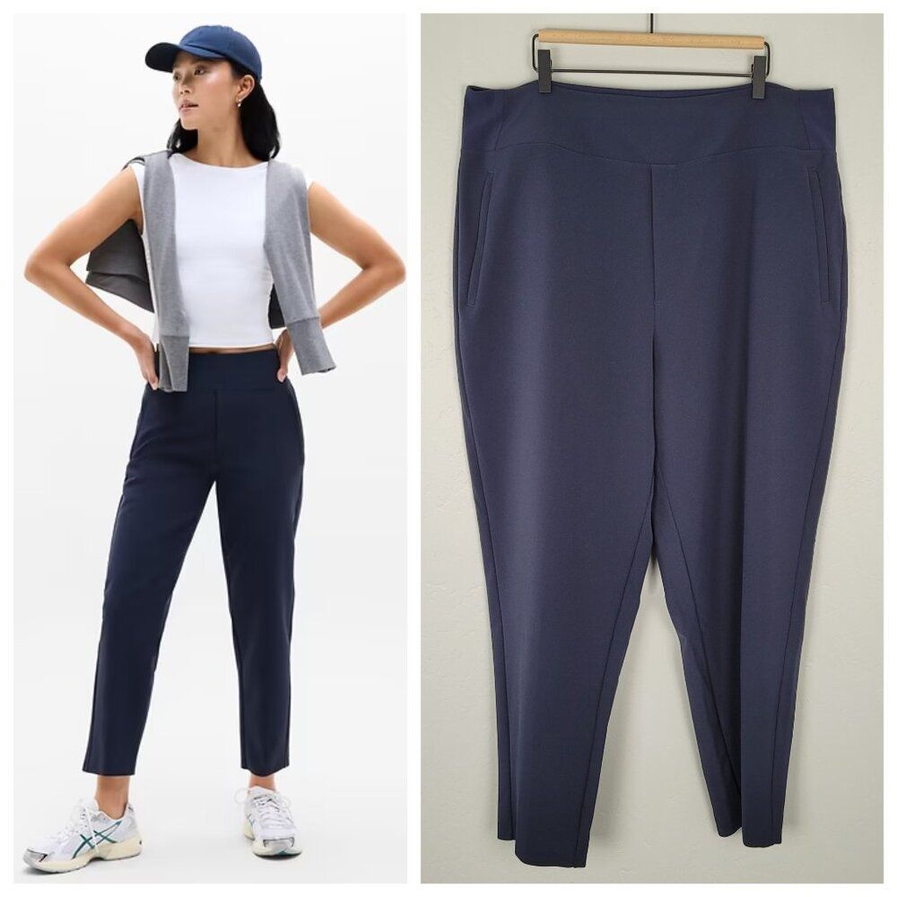 Athleta Endless High Rise Pant Navy Blue Stretch Trouser Size 20